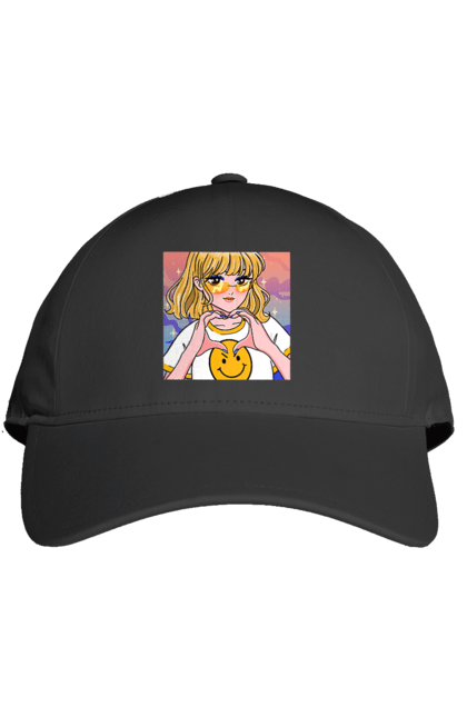 Кепка з принтом "Жовта Дівчинка". Аніме, дівчинка, смайл. 2070702