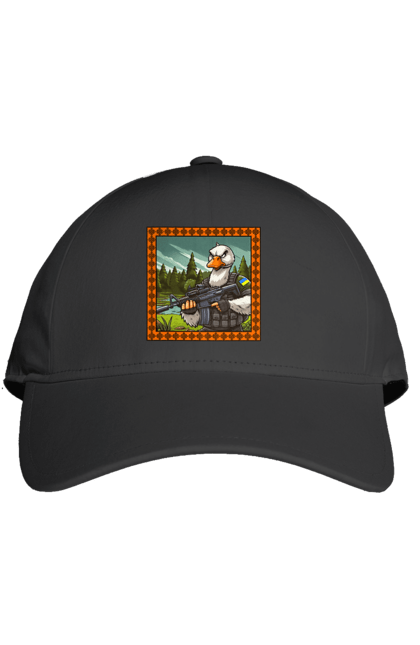 Кепка з принтом "Гусячий десант". Біологічна зброя, бойові гуси, військовий гусак, гусячий десант, зброєні сили, прапор, символіка, україна. 2070702