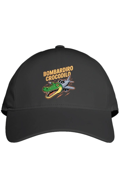 Кепка с принтом Bombardino Crocodilo. Bombardino, bombardino crocodilo, crocodilo, бомбардино крокодило, брейнрот, брейнрот персонажи, итальянские мемы, итальянский брейнрот, крокодил, крокодил самолет. 2070702