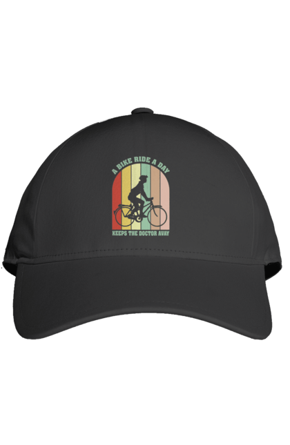Кепка з принтом "Поїздка на велосипеді". Велопрогулянка, велосипед, здоровий спосіб життя, зож, поїздка на велосипеді. 2070702