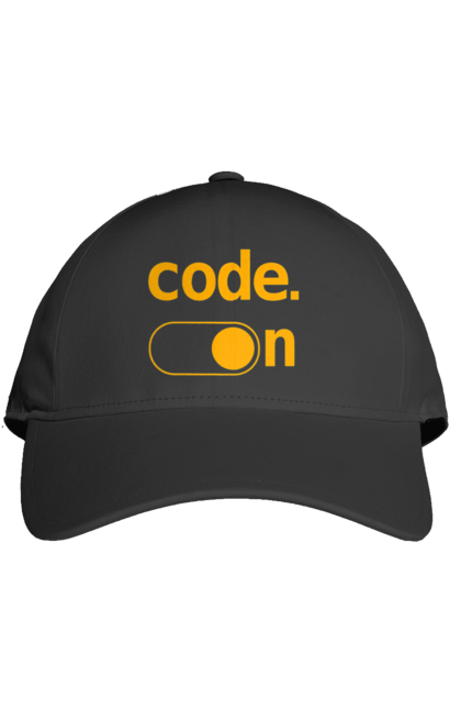 Кепка з принтом "Код увімкнено". Айті, айтішник, для айтішника, для програміста, код увімкнено, подарунок айтішнику, подарунок програмісту, програміст, розробник. 2070702