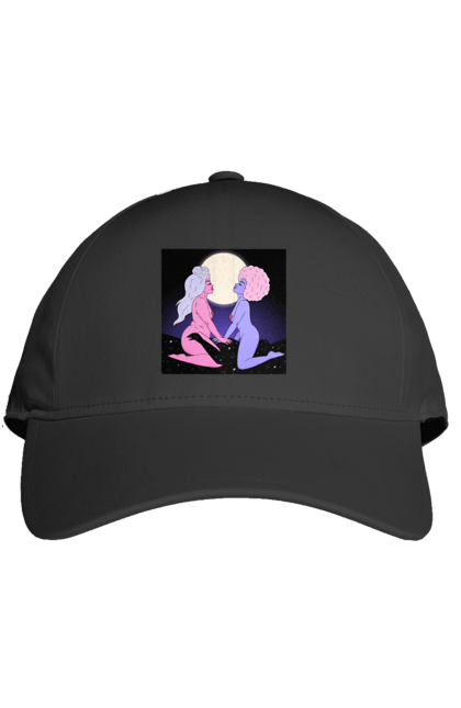 Кепка з принтом "Дві Інопланетянки І Місяць". Дівчата, зверху, інопланетянки. 2070702