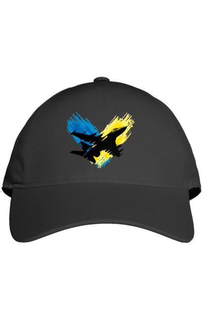 Кепка з принтом "Літак F 16". З прапором, зсу, літак, літак f16, патріотична, прапор, ф16. 2070702