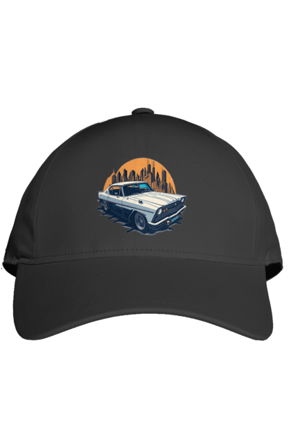 Кепка з принтом "Вінтажне зображення авто". Автомобіль, вінтажне зображення, місто. 2070702
