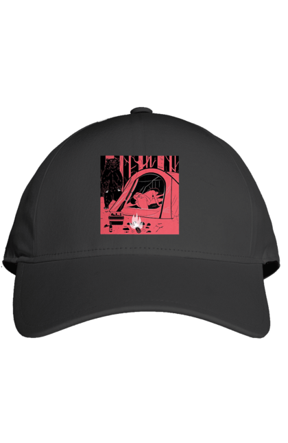 Кепка з принтом "69 В Палатці". 69, ведмідь, ліс, палатка, секс. 2070702