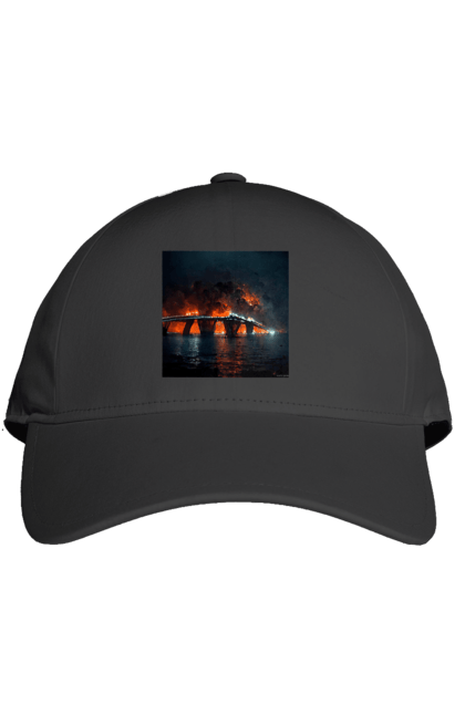 Кепка з принтом "Кримський мост горить". Армія росії, армія україни, годить, зсу, крим, мост, удар, удар зсу. 2070702