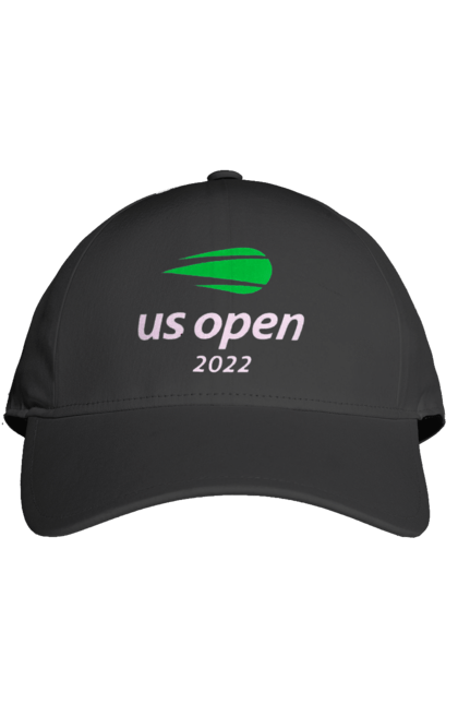 Кепка з принтом "Тенісний турнір US Open 2022". Великий теніс, відкритий чемпіонат, гравці, м`яч, нью йорк, призовий фонд, ракетка, турнірна сітка, хард, чемпіонат америки. 2070702