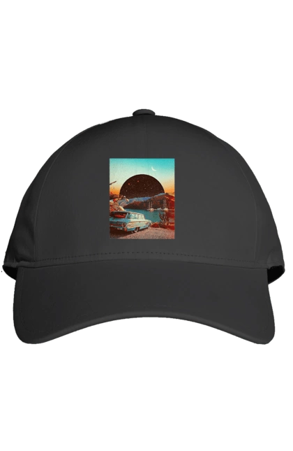 Кепка с принтом Картина, машина у речки. Картина, машина, планета, прикол, река, ретро. 2070702