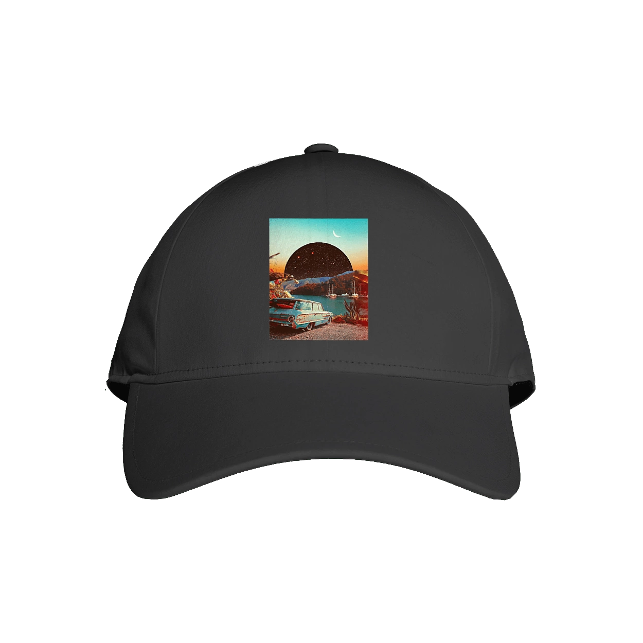 Painting, car by the river