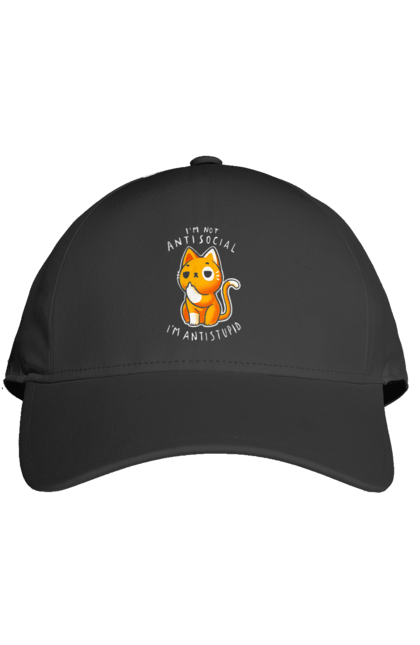 Cap with prints I'm not antisocial, I'm antistupid. Antisocial, antistupid, cat, cynicism, hate, humor, irony, joke, meme, sarcasm. 2070702