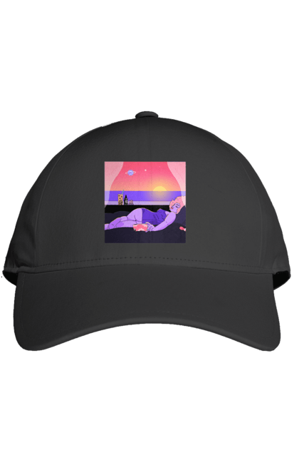 Кепка з принтом "Фіолетова Дівчина На Відпочинку". Дівчина, захід, телефон. 2070702
