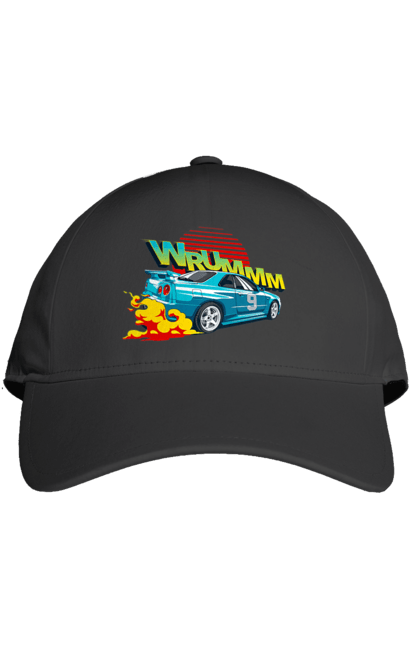 Cap with prints Auto. Auto, drift, into the fire, money, speed, sport, sports cars, streets. 2070702