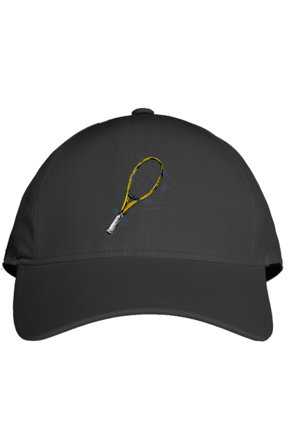 Кепка з принтом "Ракетка Великий теніс". Великий теніс, гравці, грунт, м`яч, призовий фонд, ракетка, спонсор, турнір на ґрунті, турнірна сітка. 2070702