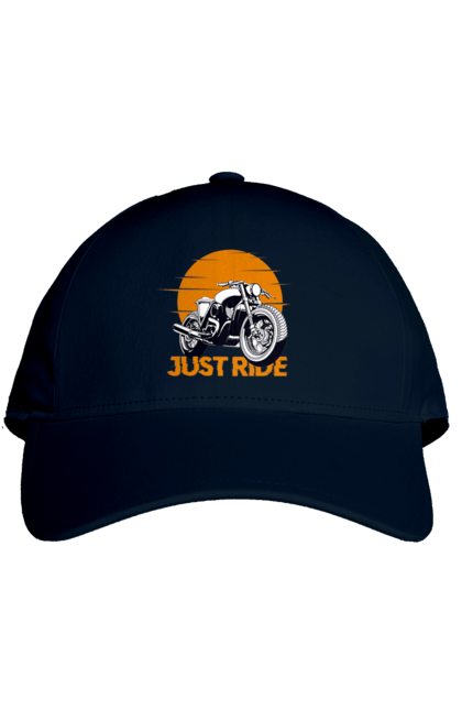 Кепка з принтом "Мотоцикл, Просто Їдь". Дорога, їзда, мотоцикл. 2070702