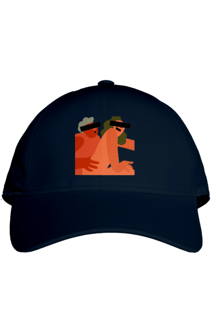 Cap with prints Love and hidden camera. Chewing gum, friendship, fun, hidden camera, humor, love, peace, sex, smex. 2070702