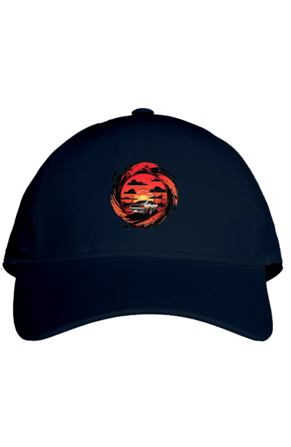 Кепка з принтом "Феррарі на заході сонця". Авто, автомобіль, машини, феррарі. 2070702