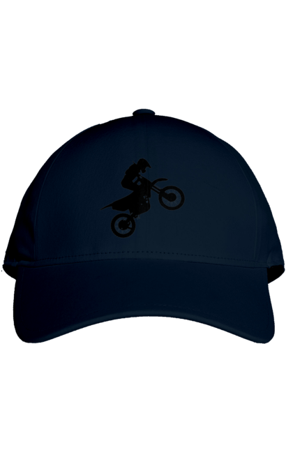Кепка з принтом "Силует Мотоцикліста". Мотоцикл, мотоцикліст, шолом. 2070702