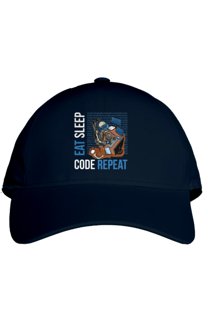Cap with prints Eat Sleep Code Repeat. Code, code repeat, developer, eat sleep, it specialist, java, javascript, php, programmer, python. 2070702
