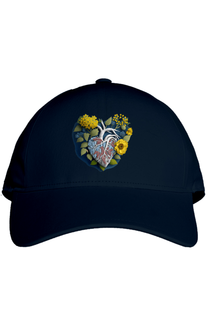 Кепка з принтом "Серце квіти". Люблю україну, перемога україни, серце, символи україни, соняшник, традиції україни, україна. 2070702