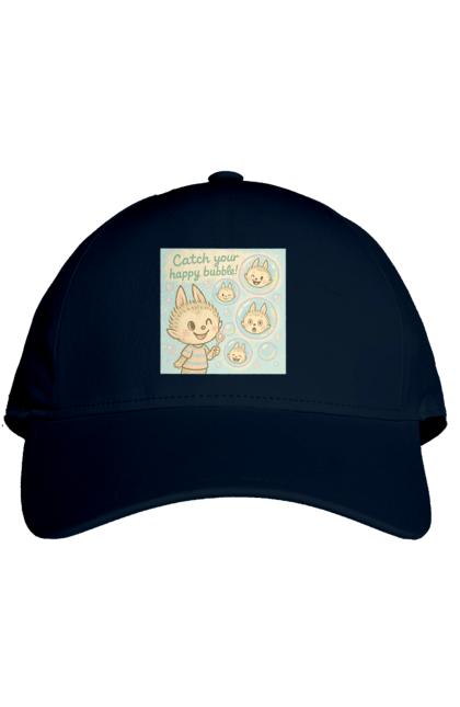 Кепка з принтом "Лабубу". Бульбашки, грайливо, каваї, казково, лабубу, милаілюстрація, ніжнікольори, пастельнамистецтво, щасливі бульбашки. 2070702