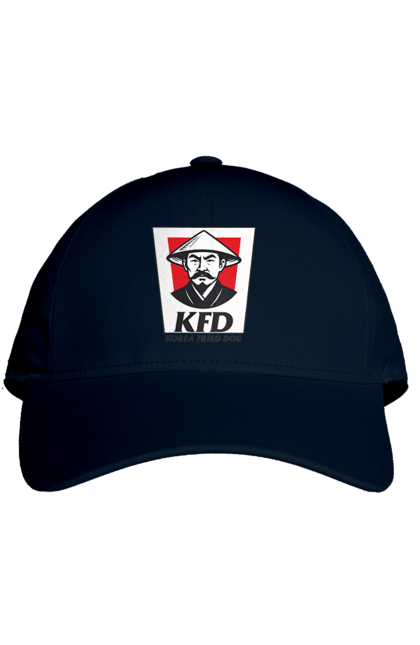 Кепка з принтом "Korea Fried Dog". Бренди, гумор, жартівливі, кфц, літні, прикольні, смішні, фаст-фуд. 2070702