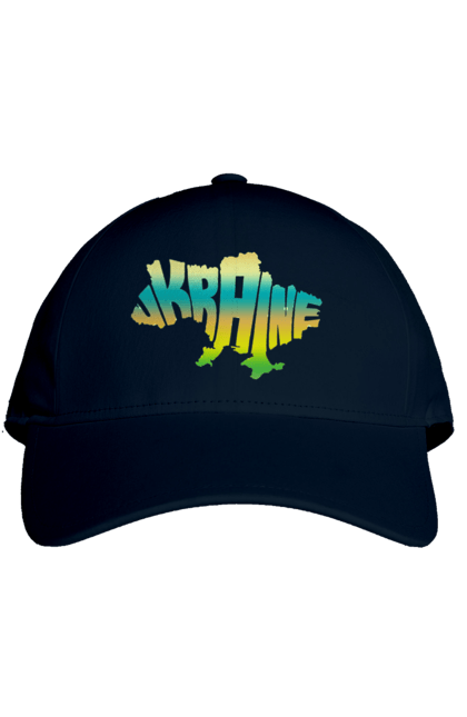Кепка з принтом "Україна силует кольоровий". Карта україни, люблю україну, силует україни, символ україни, україна, українська символіка. 2070702