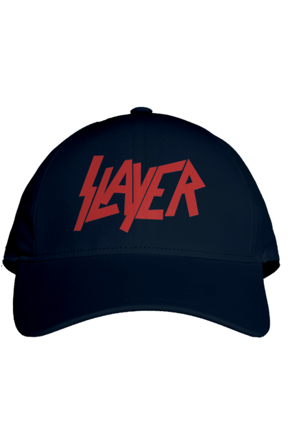 Cap with prints Slayer. Groove metal, group, metal band, music, nu metal, scull, slayer, speed metal, thrash metal. 2070702
