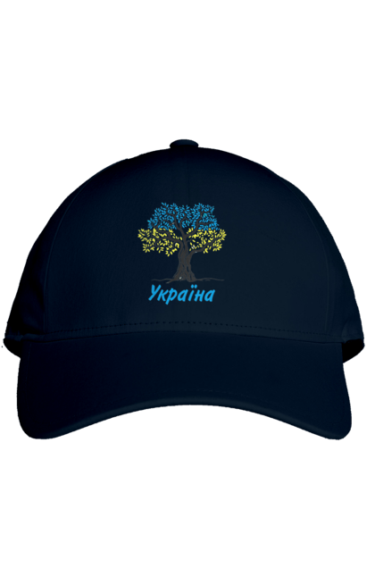 Кепка з принтом "Синьо жовте дерево Україна". Дерево україна, символ україни, синьо жовте дерево, україна, українська символіка. 2070702