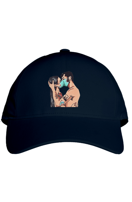 Кепка з принтом "Коронавірусна Любов". Карантин, коронавірус, кохання, маска, поцілунок. 2070702