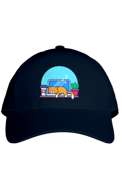 Кепка з принтом "Кіт програміст". Angular, c, css, html, it, javascript, jquery, php, python, react, svelt, vue, айтишник, айті, гумор, код, кодувати, прогер, програміст, програмісти, ти ж, ти ж програміст, тиж програміст. 2070702