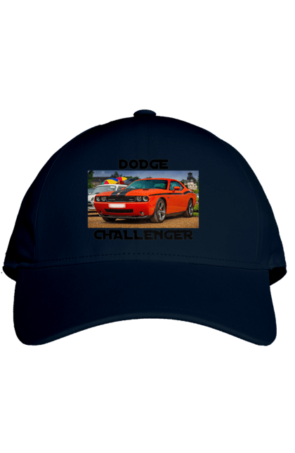 Кепка з принтом "Додж челенджер". Авто, автомобіль, американська легенда, додж челенджер, класичне авто, культовий автомобіль, масл кар, потужний автомобіль. 2070702