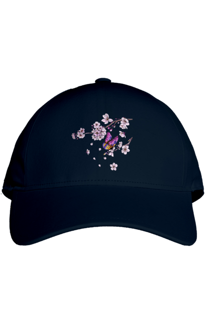 Cap with prints Butterfly And Sakura. Butterfly, sakura, spring, wood. 2070702
