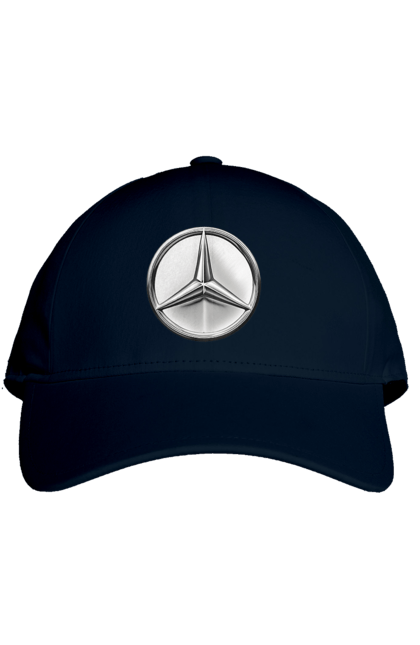 Кепка з принтом "Mercedes Benz Лого Металік". Авто, автомобіль, логотип мерседес, машини, мерс, мерседес. 2070702