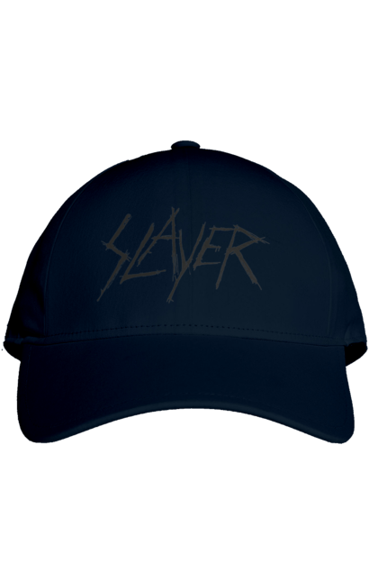 Cap with prints Slayer. Groove metal, group, metal band, music, nu metal, scull, slayer, speed metal, thrash metal. 2070702