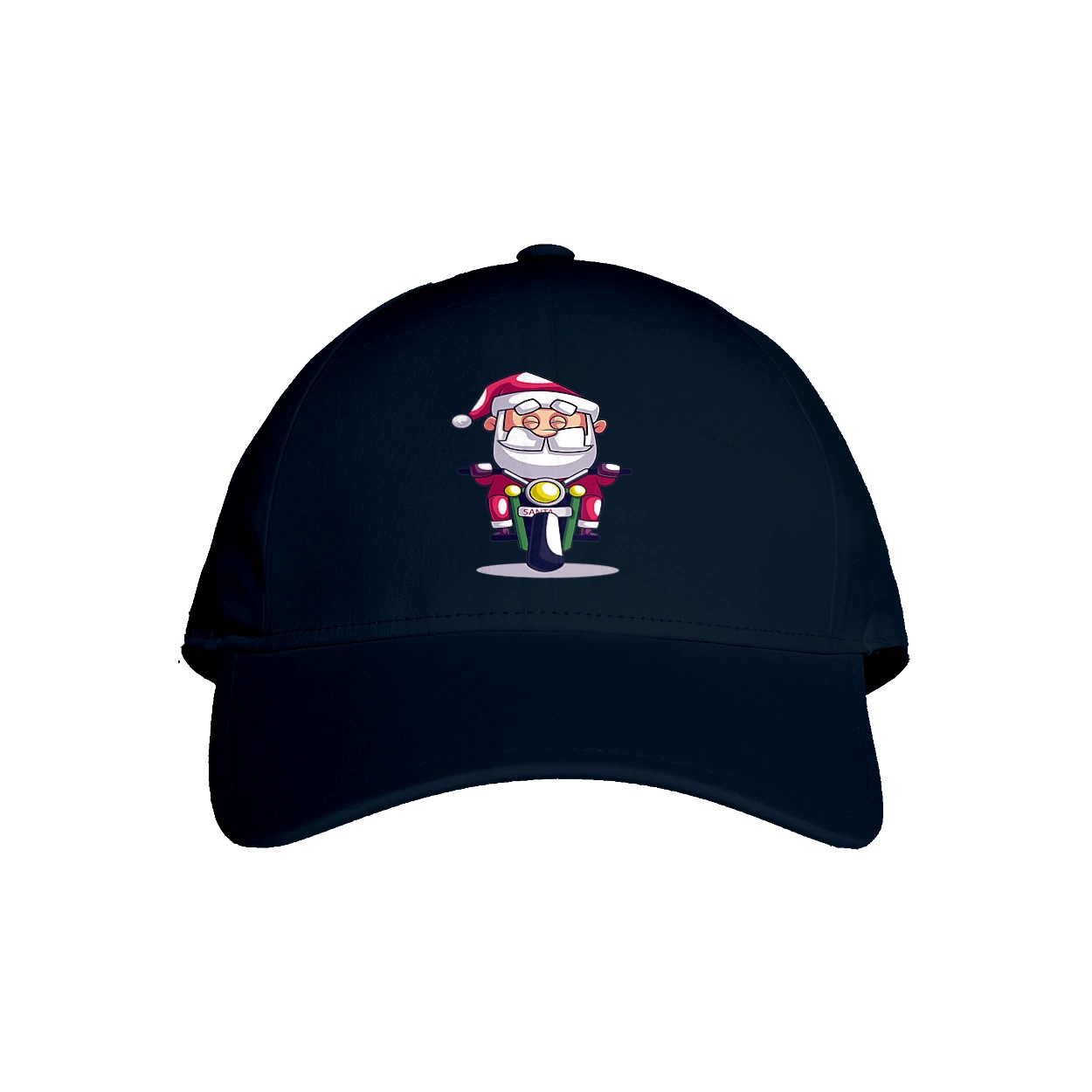 Happy Santa on a motorcycle