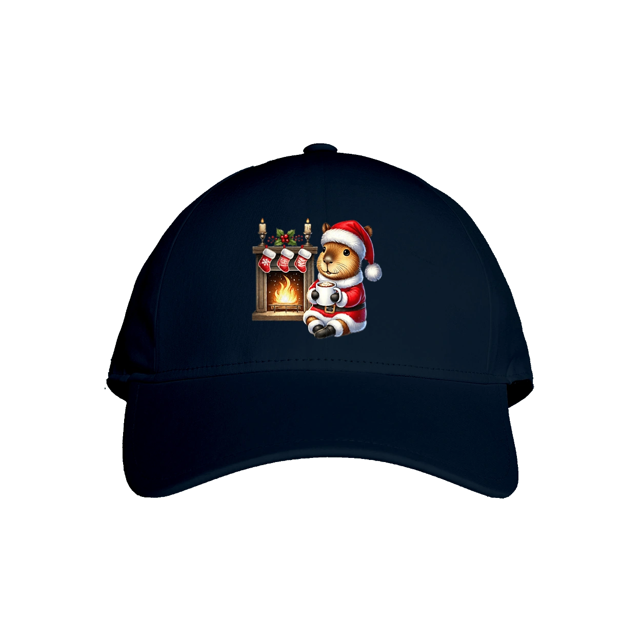 Капібара біля каміна з гарячим шоколадом