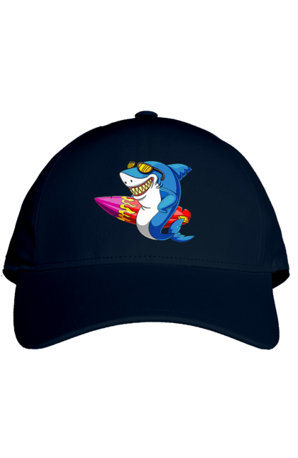 Кепка з принтом "Акула В Окулярах З Серфінгом". Акула, літо, окуляри, серфінг. 2070702