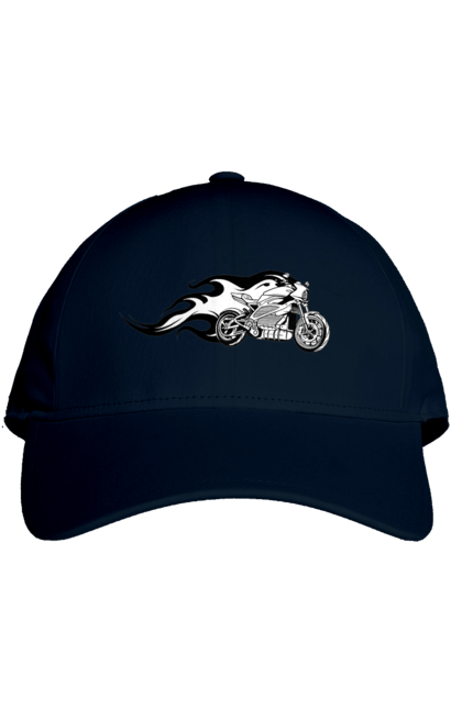 Кепка з принтом "Мотоцикл Вогонь". Мото, мотоцикл, огонь. 2070702