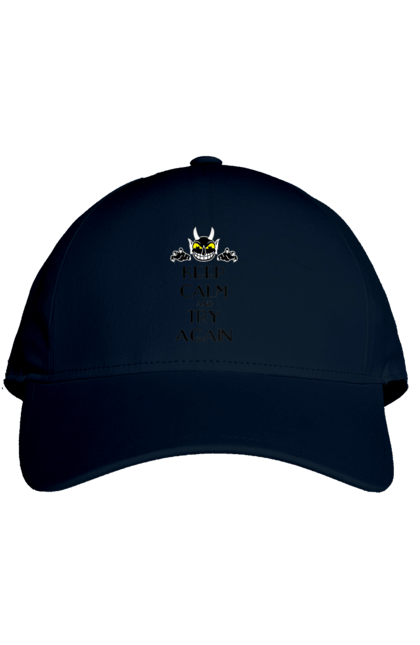 Кепка з принтом "Зберігай спокій і пробуй ще раз". Keep calm, try again, демон, зберігай спокій, сатана, спокій, чорт. 2070702