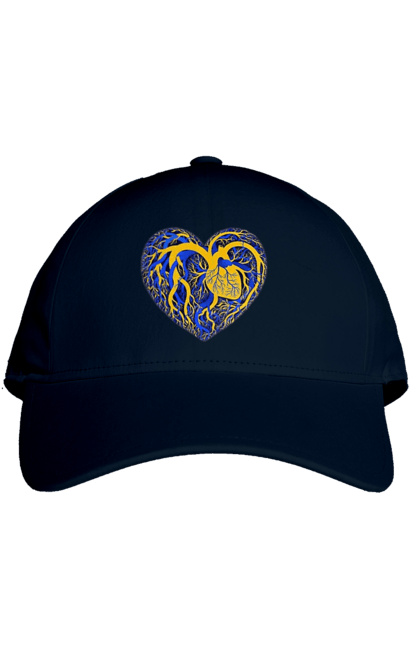 Cap with prints Hearts of the unbreakable. Dark blue, heart, symbolics, ukraine, unbreakable. 2070702