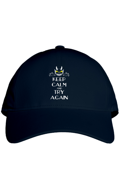 Кепка з принтом "Зберігай спокій і пробуй ще раз". Keep calm, try again, демон, зберігай спокій, сатана, спокій, чорт. 2070702