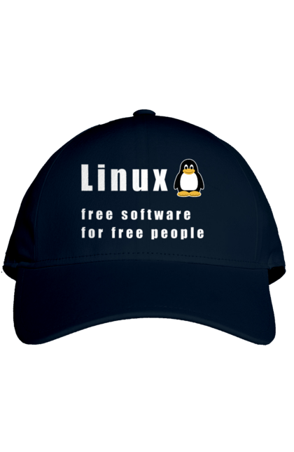 Кепка з принтом "Linux Вільний Для Вільних". Linux, адміністратор, айті, айтішник, безкоштовна, безкоштовно, білий, вільна, доступність, незалежність, операційна система, ос, пінгвін, програміст, програмне забезпечення, свобода, сервер, сисадмін, система, системний адміністратор, софт, текст. 2070702