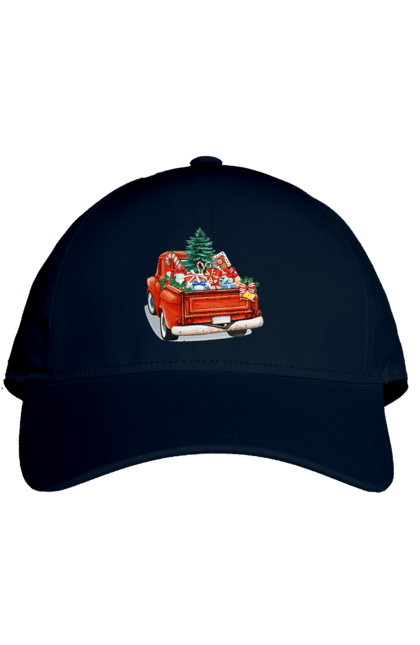 Кепка з принтом "Авто з подарунками". Автомобіль, новий рік, подарунки, різдво, санта, ялинка. 2070702