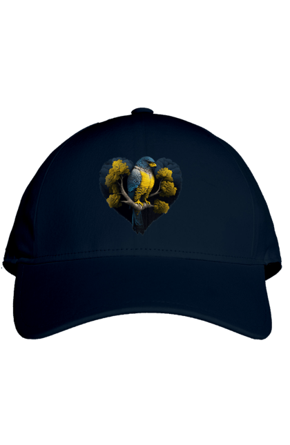 Кепка з принтом "Синьо жовтий сокіл". Дерево, прапор україни, серце, символ україни, сокіл, україна. 2070702