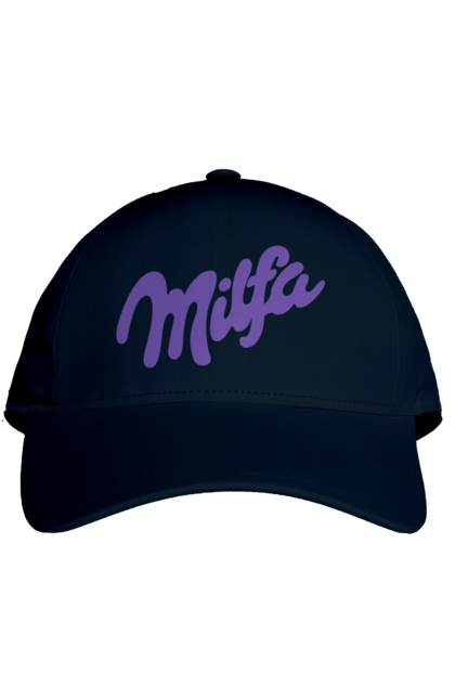 Кепка з принтом "Milfa". Гумор, для жінок, жіноча, меми, мілка, мілфа, прикол, смішне, смішні. 2070702