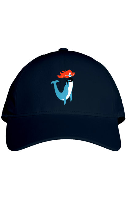 Cap with prints Mermaid And Whale. Mermaid, sea, whale. 2070702
