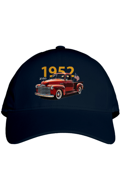 Кепка с принтом Chevrolet 3100. Chevrolet, chevrolet 3100, авто, грузовик, машина, пикап, шевроле. 2070702