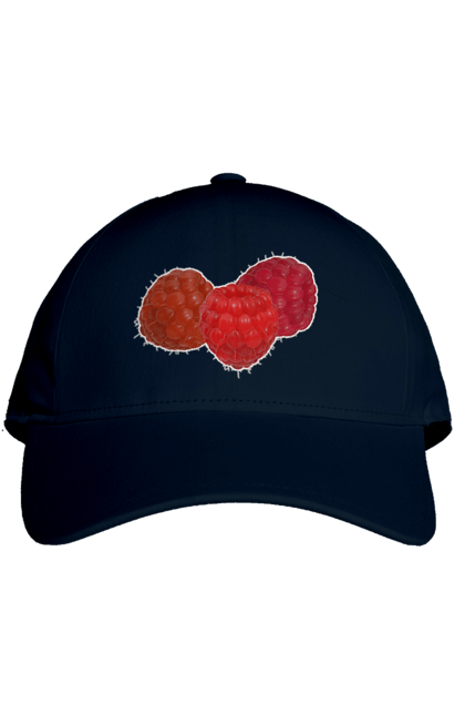 Кепка з принтом "Малина". Веган, вегетаріанець, делікатес, дієта, їжа, літо, малина, плід, смачно, стигла, червона, ягода. 2070702