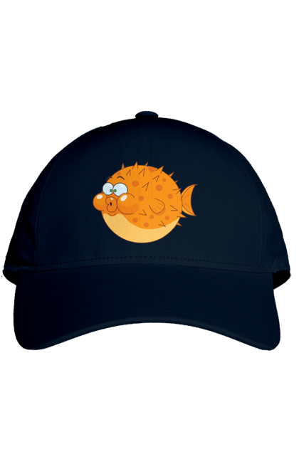 Кепка з принтом "Помаранчева Риба Фугу". Риба, фугу. 2070702