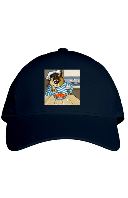 Кепка з принтом "Кот Моряк, На Кораблі Їсть Червону Ікру". Ікра, кіт, корабель, моряк. 2070702